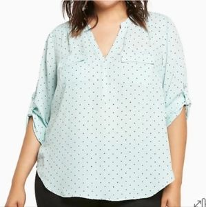 Torrid Mint Polka Doy Georgette Blouse